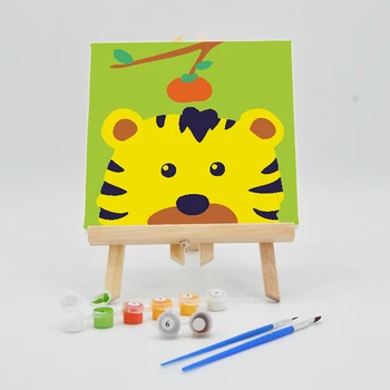 

DIY Painting Paint By Numbers 20×20cm With Frame For Children Cartoon Animal Tiger Pictures On Canvas Acrylic Kids Coloring Arts