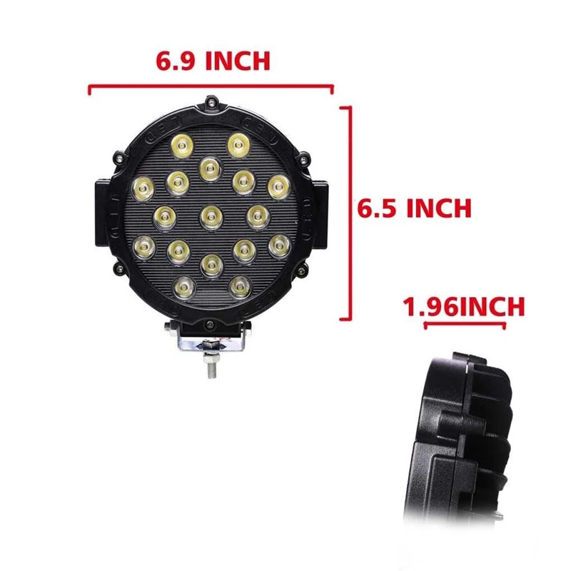 Светодиодный рабочий свет Combo 51W 12V 24V Автомобильная точечная фара дальнего света внедорожника для Jeep Грузовик Wrangler ATV Водонепроницаемый передний бампер