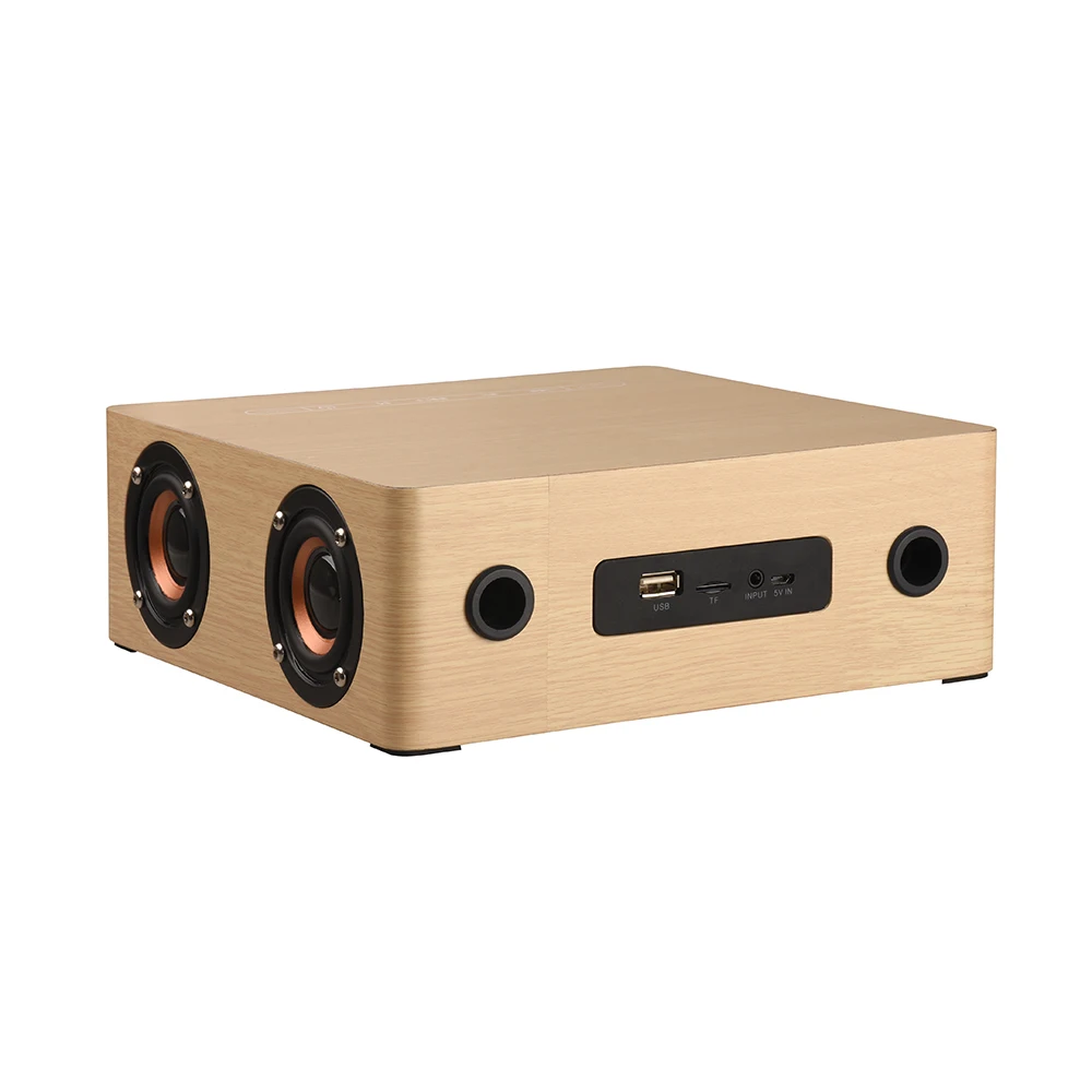 Q5C деревянные Bluetooth колонки BT 4,2 3 Вт* 4 Рог времени дисплей Будильник сенсорная кнопка Поддержка TF карты u-диск AUX сабвуфер динамик