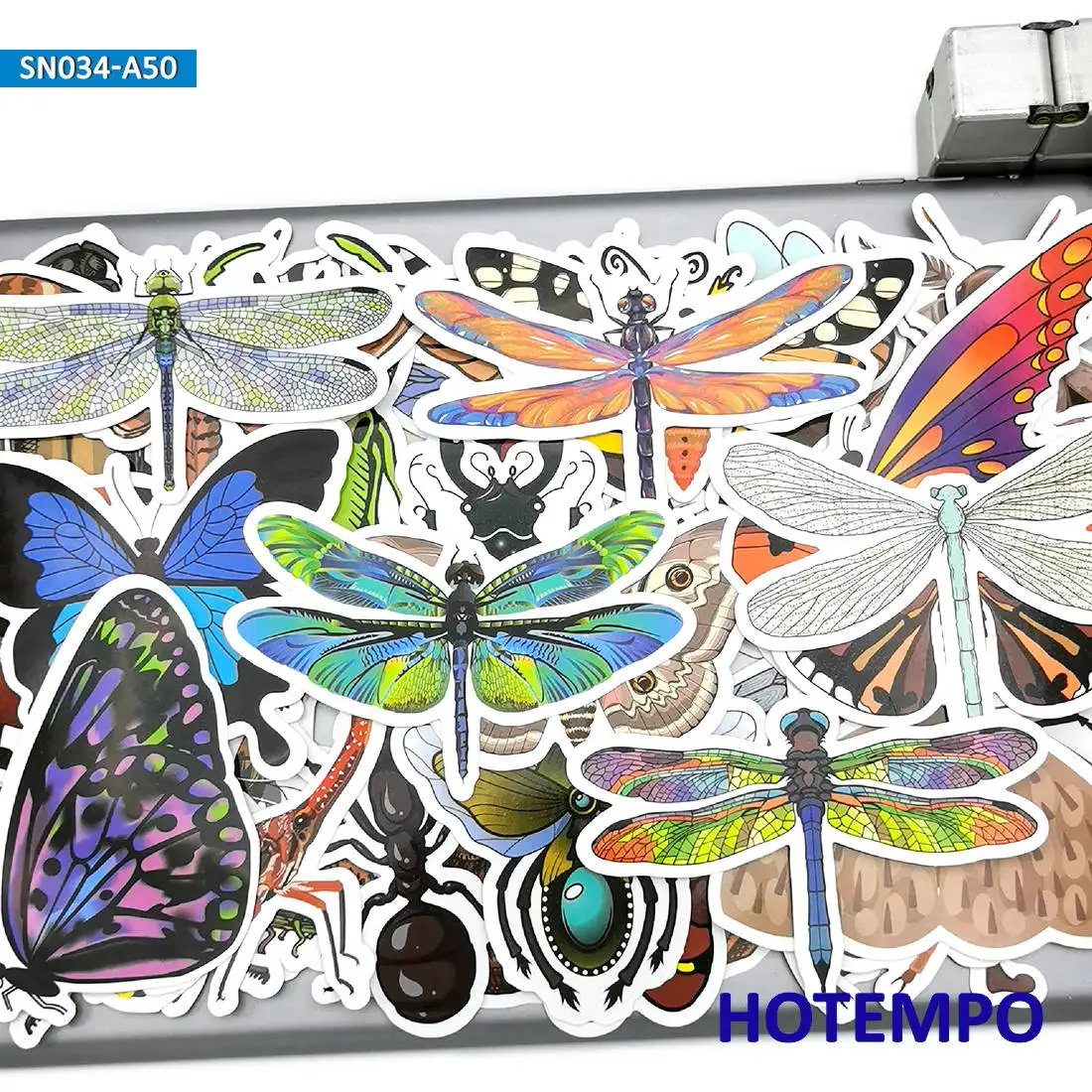 50pcs Funny Insect Butterfly Dragonfly Stickers Toys for Children Kids Gift Scrapbook Stationery Mobile Phone Laptop Art Sticker