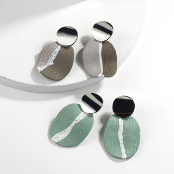 

AENSOA Korean Handmade Polymer Clay Drop Earrings For Women Unique Design Soft Clay Statement Earrings Female Brincos Gift 2020