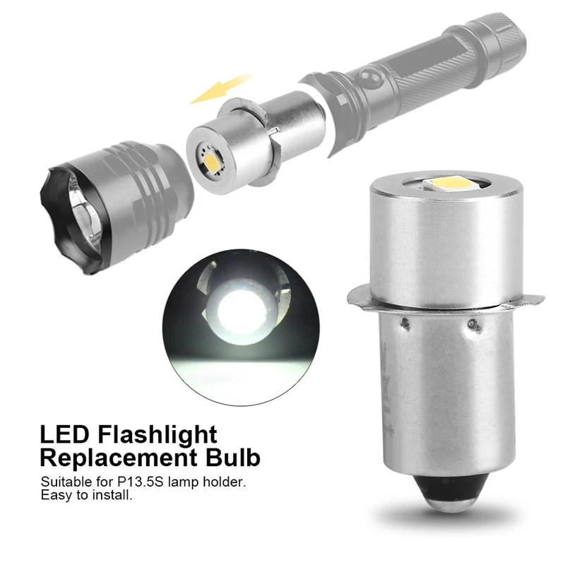 

2 PCS 1W P13.5S Led Flashlight Bulb, 100-110LM 2700-7000K Replacement Bulb Torch Lamp Emergency Work Light(6V & 3V)