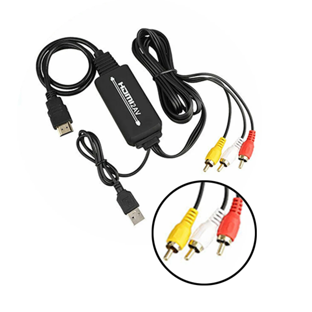 HDMI до 3 RCA/av-разъем видео адаптер для кабельного шнура Кабель конвертера для Amazon Fire Stick/xbox/PS4/PC/tv Box/проектор 1,8 m 1080P