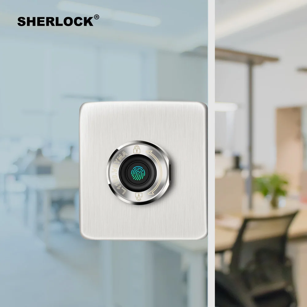 

Smart Fingerprint Door Lock For Office Frameless Glass Door Keyless Electric Integrated Lock USB Rechargeable Security Lock F-16