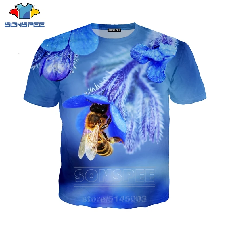 Футболка с пчелками новая модная мужская и женская толстовка цветами 3D принтом