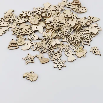 

Garden Decor Xmas Ornament Wooden Pendant DIY Handmade Festive Party Supplies Christmas Tree Decoration European Style 100Pcs