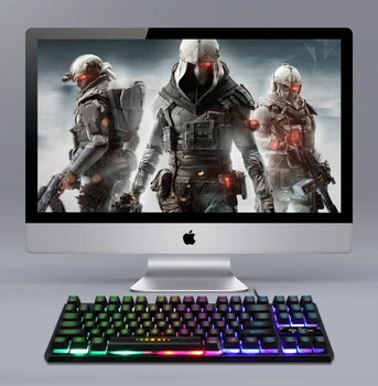 

Wired 87 Keys Gaming Keyboards Luminous Multimedia USB E-sports Game Manipulator Keyboard For PC Computer Notebook Dropshipping