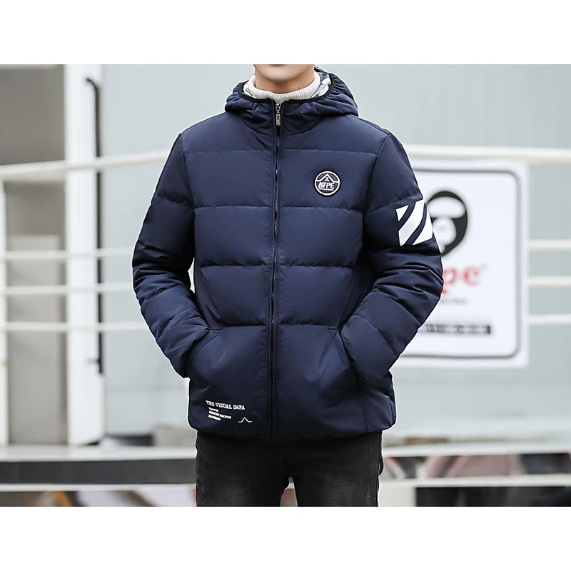 

2019 Winter New Men's Short Hooded Slim Down Jacket Fashion Casual Jacket Thick Warm Men's Overwear Parkas Plus Size M---3XL