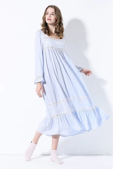 

2020 Nightgowns Sleepshirts Solid Sleepwear Sexy Blue Home Dress Cotton Nightdress Sleep & Lounge Nightgown Female H929