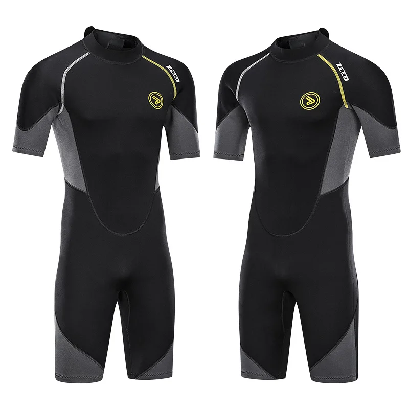 ZCCO Men Short Sleeve 1.5mm Neoprene Wetsuit Scuba Diving Suit Snorkeling Spearfishing Swimsuit Surfing Sunproof One Piece Set diving suits