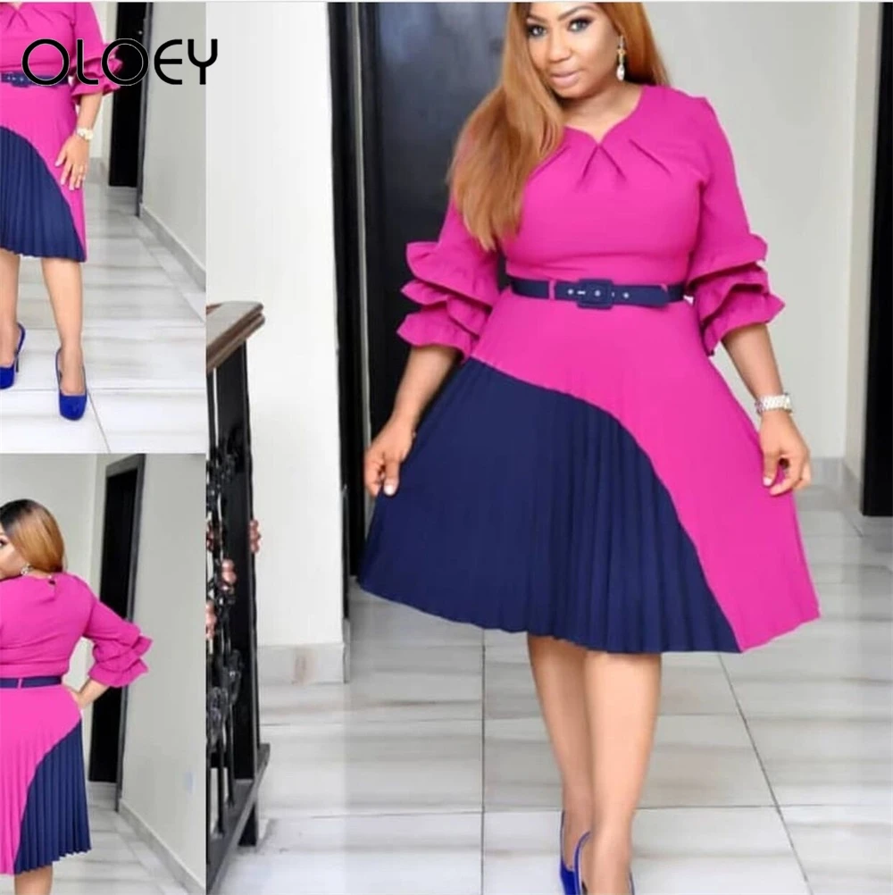 

Dashiki African dresses for women midi dress vintage dress ruffle sleeve african patchwork dress plus size pleated dress lace