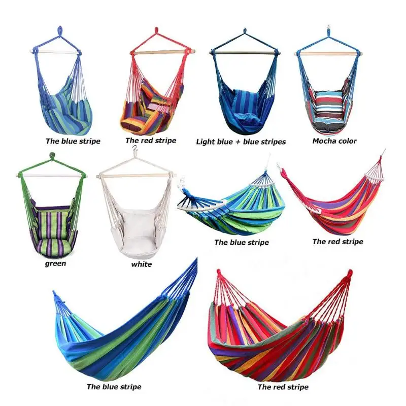 

Hammock Chair Hanging Chair Swinging Indoor Outdoor Furniture Hammocks Canvas Dormitory Swing With 2 Pillows Hammock Camping