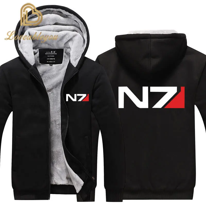 EU size Men Mass Effect N7 Zipper Jacket Sweatshirts Thicken Hoodie Coat Casual sweatshirts men fashion hoodie streetwear