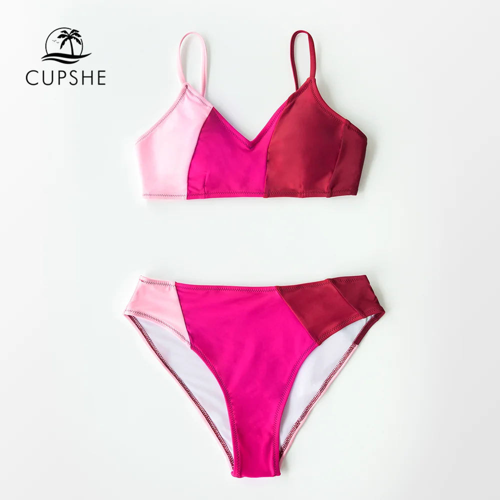 CUPSHE Berry Reds цветной пикантный комплект бикини женские купальные костюмы купальник