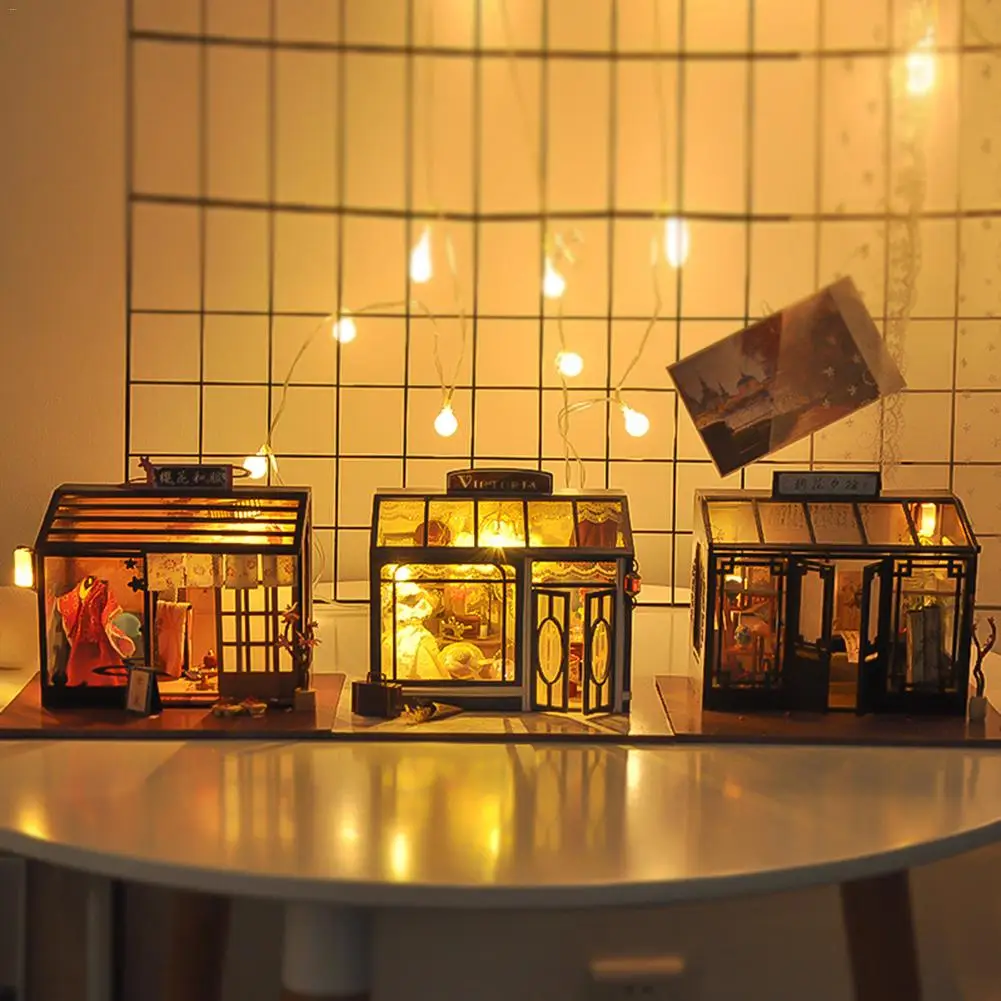 DIY деревянный кукольный дом Детские кукольные домики модель ручной работы мир Ретро магазин серии мебельный набор игрушки для детей подарок на день рождения