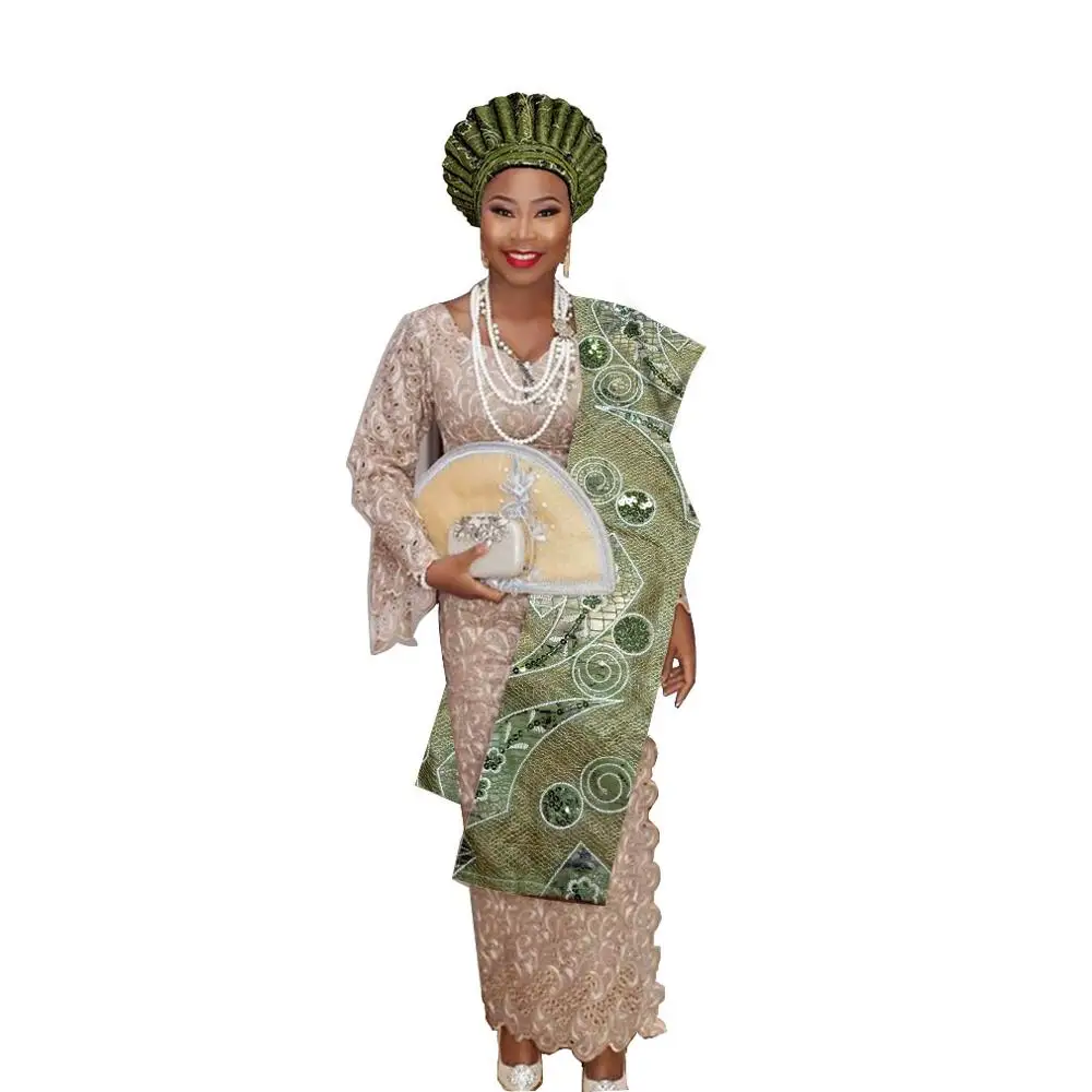 as pic Нигерийский геле головной убор aso oke с плеча геле тюрбан для женщин - Цвет: as pic