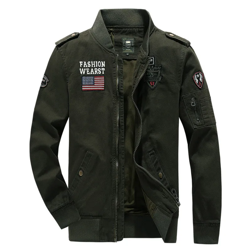 Jacket men's spring new US special forces pilot casual work clothes youth large military coat washed cotton