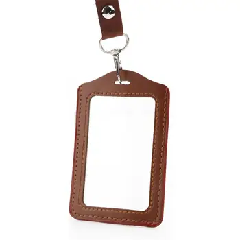 

2019 new Fashion ID Card Holder Badge Business Work Lanyard Pu Leather High Quality Name Tag Cover Card Case Keeper Badges