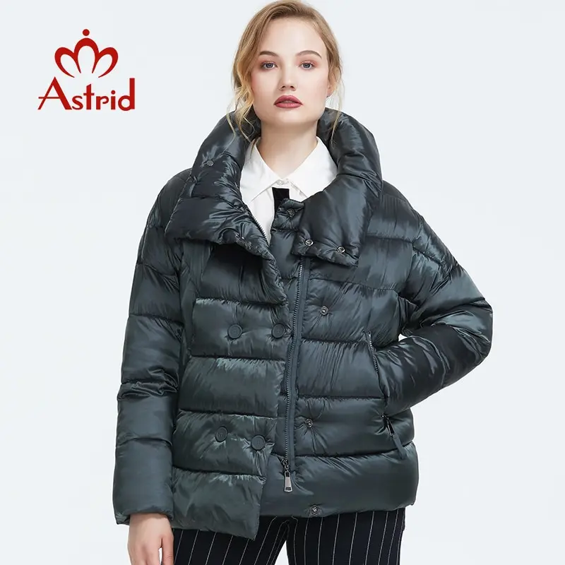 Женский короткий пуховик Astrid темно синяя куртка из плотного хлопка верхняя