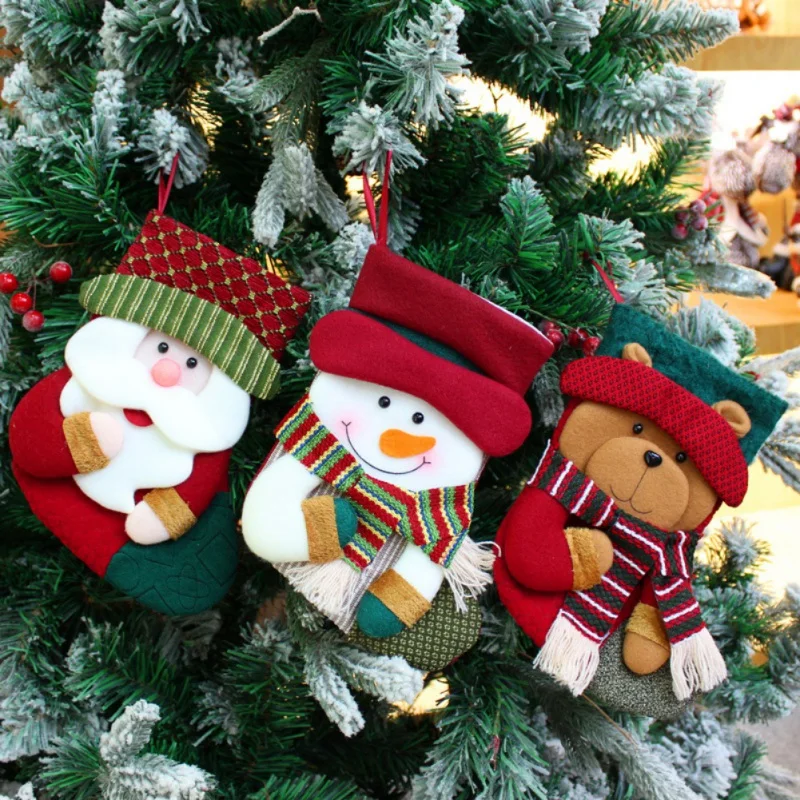 

3D Christmas Stockings Candy Gifts Holder Bag Xmas Tree Hanging stocking Fireplace Hanging Ornament Decorations for Christmas