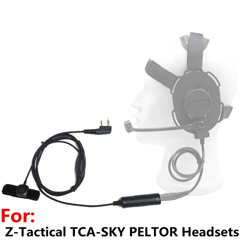 Finger PTT Cable Headset Accessory for Z Tactical Tca Sky Peltor Headphones for Baofeng UV 5R UV 82 888S