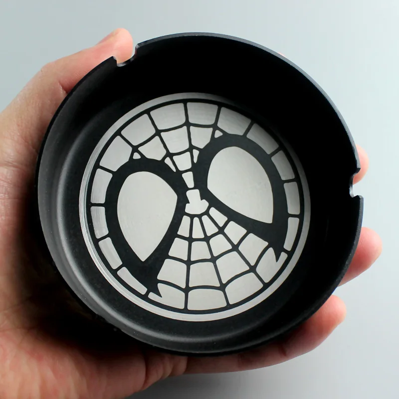Spiderman Металлическая Пепельница из нержавеющей стали Пепельница Черный Круглый супергерой дизайн Супер Герои Супермен Бэтмен Человек-паук производные продукты - Цвет: Spiderman