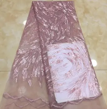 

Sat-18.6805 embroidered Mesh Tulle fabric Factory price sequins Nigerian lace fabrics