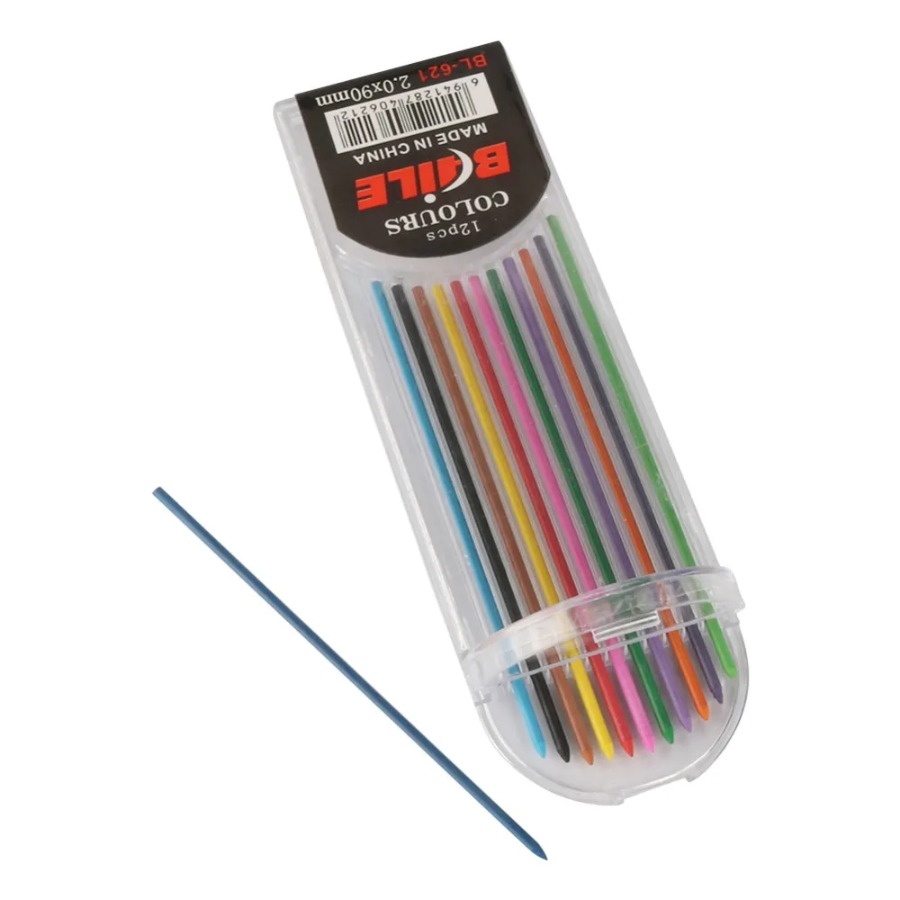 Механический карандаш 2,0 мм 2B карандаш для рисования 12 шт. черный/цветной карандаш для рисования автоматический карандаш канцелярские принадлежности