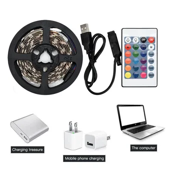 

50-200CM USB LED Strip Light TV Back Lamp 5050RGB Colour Changing+Remote Control White ambilight #4S03