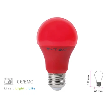 

LEDLUX LC2709R Led lamp E27 A60 bulb 9W 220V Red color Red plastic Cover SKU-7341