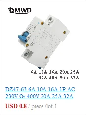 Мини автоматический выключатель DMWD ДПН мини DZ30LE-32 1P+ N 10A 16A 20A 32A220V 230 В 50 Гц 60 Гц узловой ток автоматический выключатель RCBO RCCB