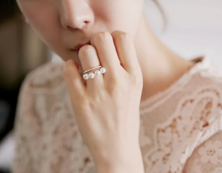 2020 Новая мода двойной ряд жемчуг золото дизайнерское кольцо для женщин женские