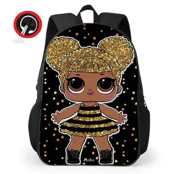 

Kid Backpack LOL School Bag for Kindegarten Girls Cute Glam Glitter LOL Dolls Schoolbag Book Bags mochila