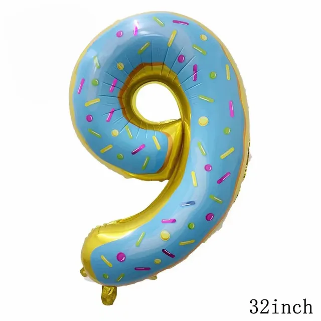 32Inch Donut Digital Foil Balloon Fruit Ice Cream Helium Balloon Birthday Party Decoration Kids Toy Sweet Digital Balloon Showe as picture
