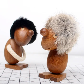 

Nordic wooden dolls decorations creative figurines solid wood little hairy people cartoon characters christmas decor ornaments