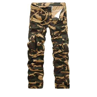 yellowApricot Camouf Мужские брюки карго мужские камуфляжные брюки модные повседневные брюки с несколькими карманами мужские армейские тактические брюки XXXL - Цвет: yellowApricot Camouf