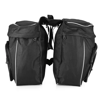 

37*14*36cm DOUBLE PANNIER LIGHTWEIGHT BLACK RACK BAG Bike Cycle Bicycle Black 30L Double-layer Zipper