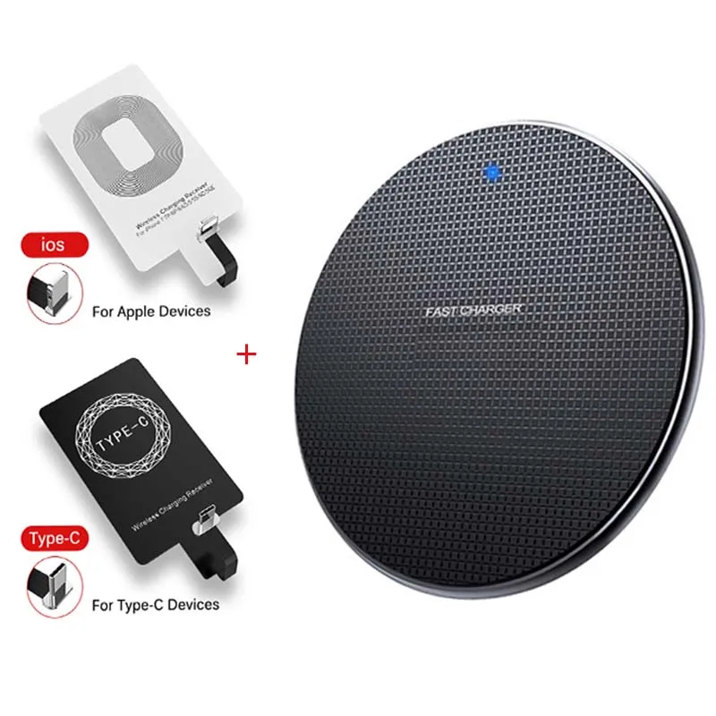 Portable Qi Wireless Charging Pad Receiver Adapter Kit For Apple iPhone 8 Plus X Phone Charger Samsung S6 S7 S9 S8 | Мобильные