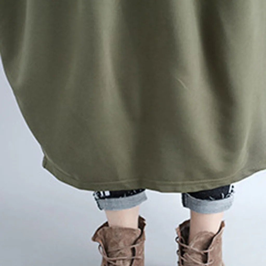 nuevos trajes модное женское длинное платье с длинным рукавом, водолазка, однотонное Плиссированное льняное свободное платье espalda cruzada para mujer