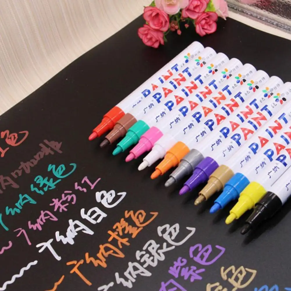 

12 Color Oil Based Permanent Waterproof Marker Pens For Color Ceramics Car Tire Metal Package Design Gift Decoration Glass Car