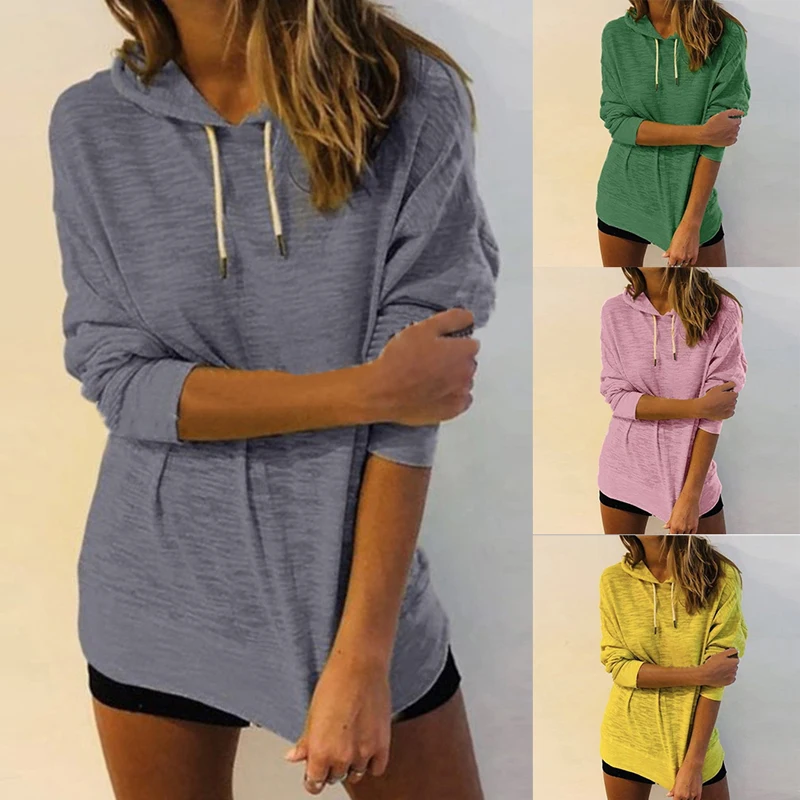 

Women's Casual Sweatshirt Solid Sports Top Loose Long Sleeve T-Shirt Solid Breathable Hooded Running Fitness Sweaters Sportswear