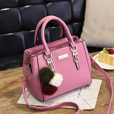 Pink Ptgirl, женская сумка с подвеской из бисера, женская сумка через плечо, высокое качество, сумки с помпонами, bolsa feminina, поперечная Мода - Цвет: Pink