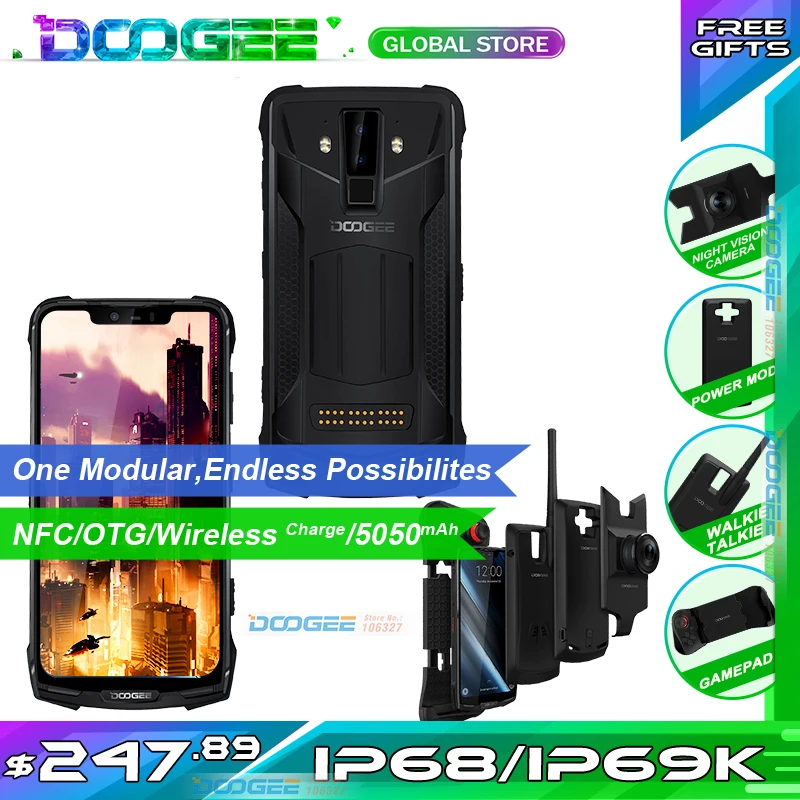 Смартфон DOOGEE S90 IP68/IP69K 5050 мАч 6 18 дюйма MT6671 Helio P60 + 128 ГБ 16 МП|Смартфоны| |