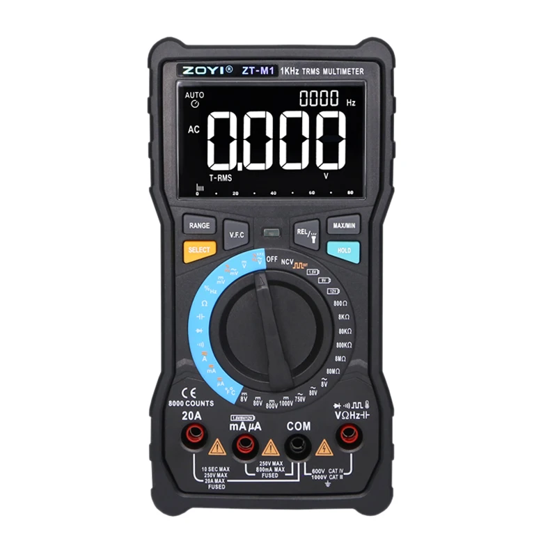 Zt-M1 истинный Rms цифровой мультиметр Ac и Dc Напряжение Ток Ом Температура мультиметр