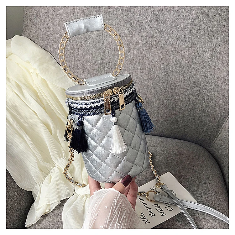 Дизайн кисточкой кольцо ручка Lingge PU кожа женская сумка ведро сумка через плечо женские сумки-клатчи сумка