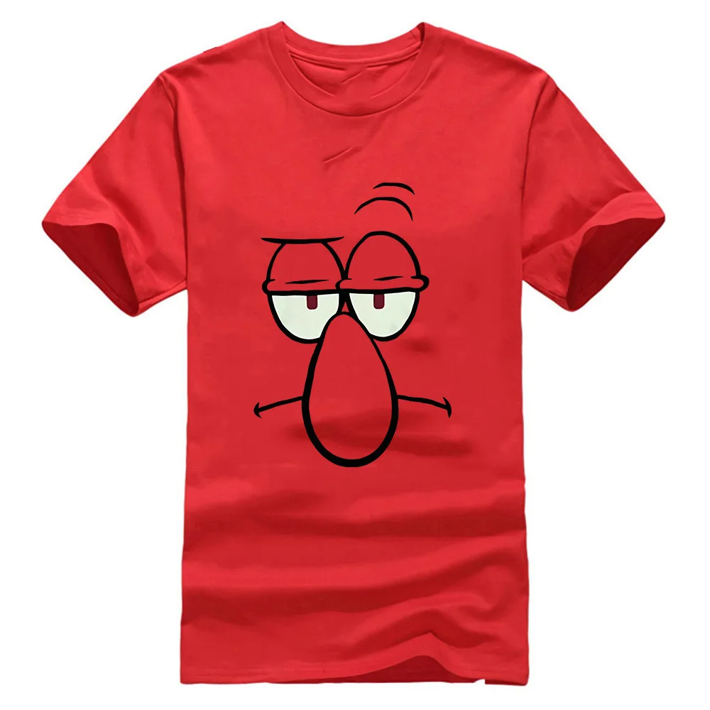 Красный Губка Боб Squidward уход за кожей лица футболки новейшая стиль футболка - Цвет: Красный