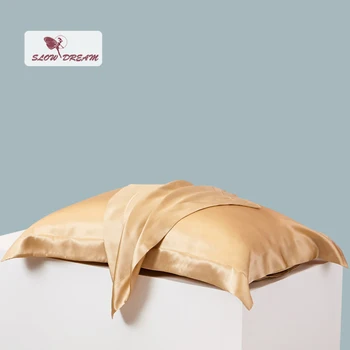 

SlowDream Luxury Pure Khaki 100% Silk Pillowcase Soft Silky Pillow Cover Solid Color Double Queen King Bedding Pillow Cover