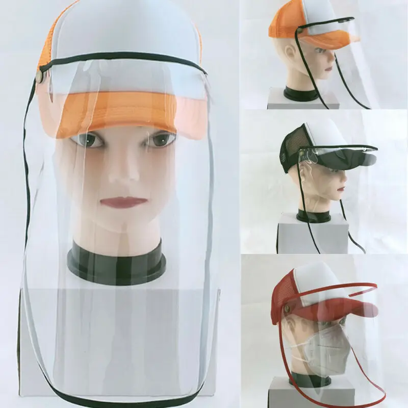 

Protective Clear Face Mask Detachable Cap Anti-fog Saliva Windproof Baseball Hat