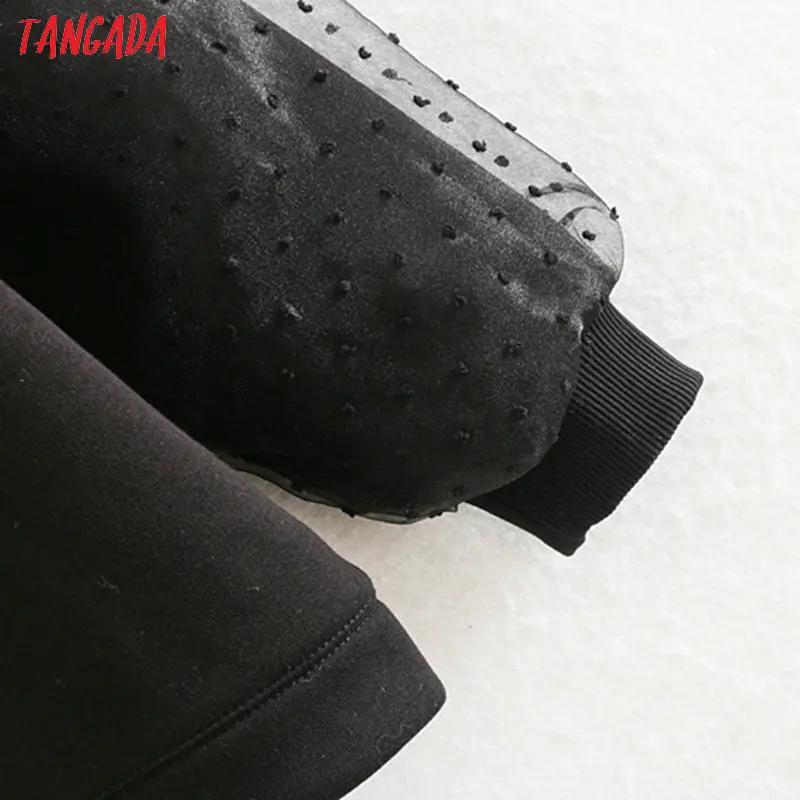 Tangada женские модные сетчатые Лоскутные свитшоты с буквенным принтом Большие размеры с длинным рукавом и круглым вырезом свободные пуловеры Топы CE225