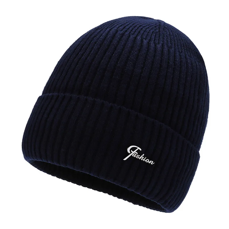 beanie cap for men Men's Winter Woolen Knitted Hat Outdoor Biking Cold-proof Warm Fleece Inside Hedging Cold-proof Elasticity Beanies Hat for Men white skully hat Skullies & Beanies